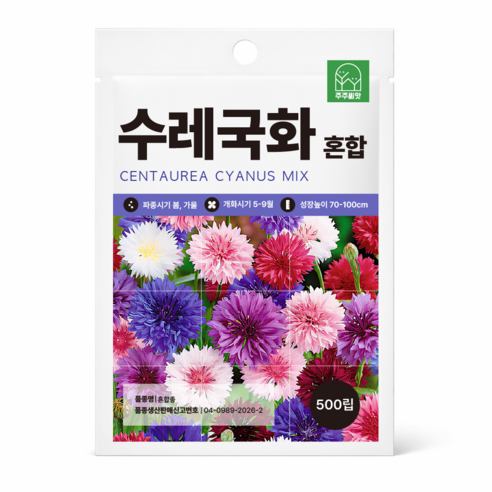 주주씨앗 혼합 수레국화 씨앗 500립 생명력 강한 야생화 꽃씨, 1개