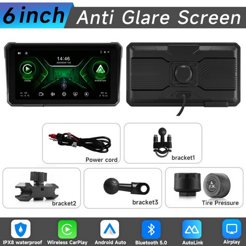 Jiuyin 6 인치 오토바이 무선 애플 Carplay 안드로이드 자동 휴대용 네비게이션 Gps 화면 Ipx8 방수 디스플, 01 CHINA, 01 M590-TMPS