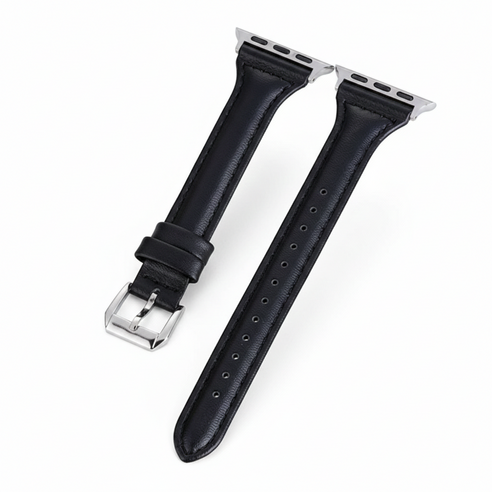 BuGeum 애플워치 가죽 호환 밴드 시계줄 울트라 11 10 9 8 7 6 5 4 3 2 SE2 SE3, 1개, 블랙