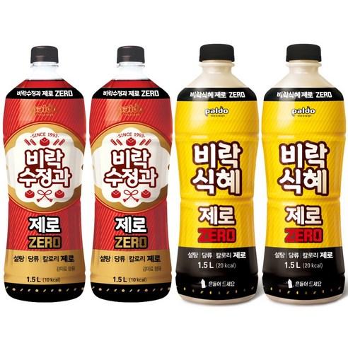 팔도 비락 식혜 제로 1.5L 2개+수정과 제로 1.5L 2개