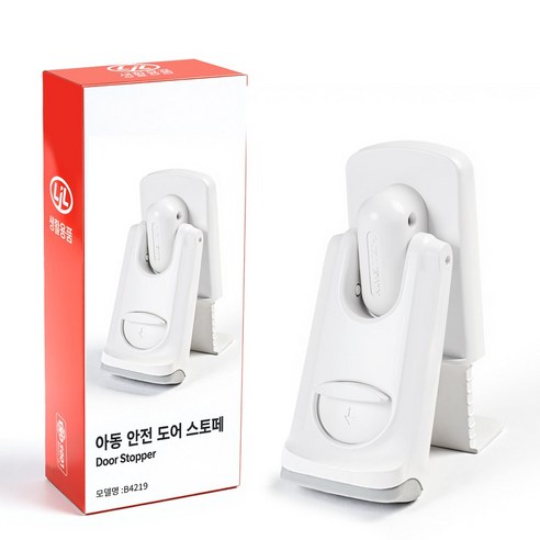 현관문 무타공 도어스토퍼 양방향 자석 스토퍼 고정 페달식 미끄럼방지, 화이트, 1개