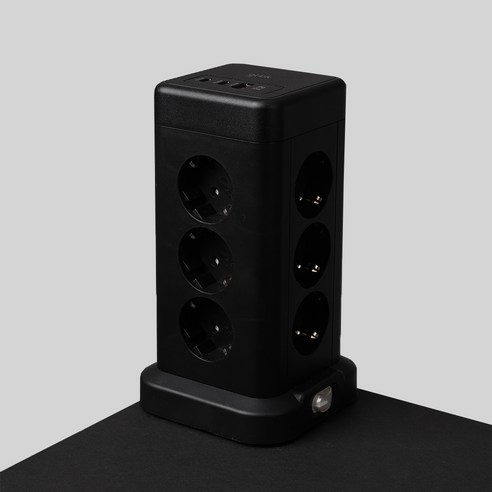 지클릭커 타워 12구 고용량 4000W USB 멀티탭 NP712PD 블랙, 1개, 타워형 12구 블랙, 2m 1개, 타워형 12구 블랙, 2m