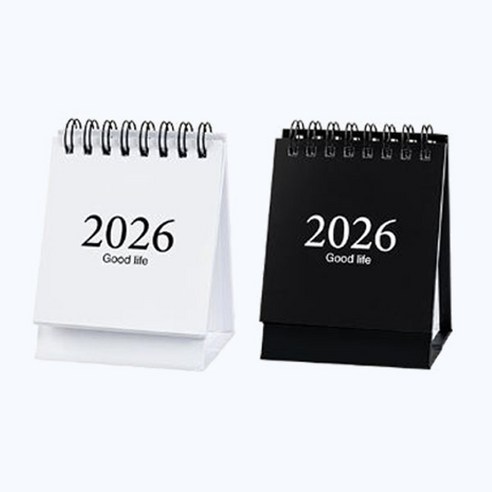 2026년 미니 소형 탁상용 달력 캘린더 1+1 세트, 1개, 미니 화이트+블랙