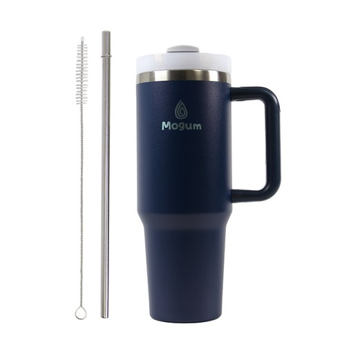 모굼 보온 보냉 대용량 손잡이 스텐 텀블러, 1개, 1200ml, 스톰블루