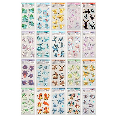 포켓몬 컬렉션 포켓 스티커 20P 세트 (디자인 중복 없음), 1세트