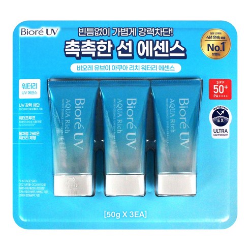 비오레 UV 리치 워터리 에센스, 50g, 3개