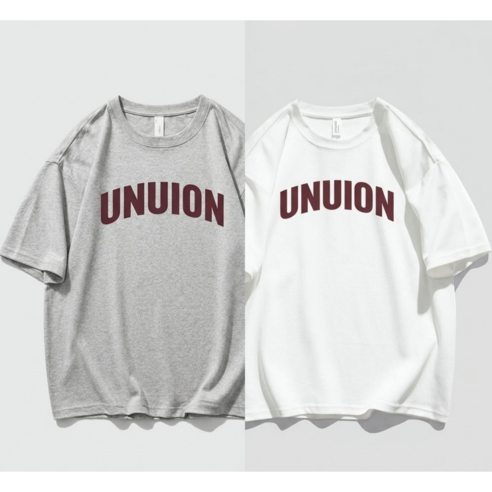 1+1 여성용 박시한 오버핏 레터링 반팔티 UNUION 데일리 기본티