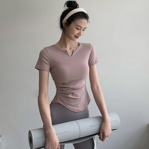 여성 반팔 요가 티셔츠 여름 러닝 티셔츠 와이어리스 스포츠 브라탑 스판덱스 요가복 상의 여성 헬스 반팔 스판덱스 헬스 요가 상의 통 속건 슬림 날씬 고신축성 여자 필라테스 반팔
