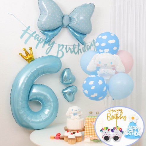 산리오 시나모롤 풍선 생일파티세트, 1개, 6