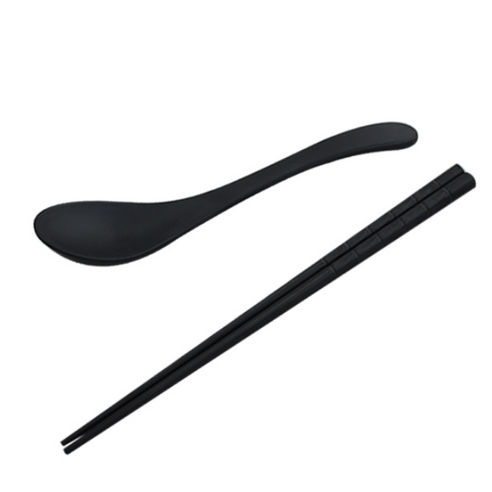 조은친구 멜라민 우동 수저 세트 일식집 라멘수저, 블랙, 1개, 우동스푼 1개+ 젓가락 1조