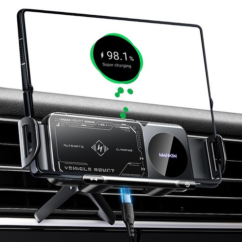Mankiw맨큐 차량용 고속 무선충전기 갤럭시 Z플립 폴드폰 호환 송풍구형 거치대 이미지 2