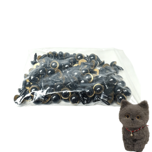 컬러풀 나사눈 인형눈 세트 모루인형 뜨개인형 DIY 부자재, 10MM 금색, 100개