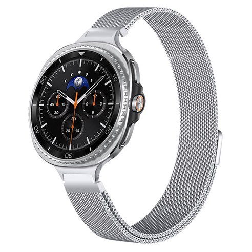 더조은셀러 슬림 밀레니즈 여성용 스트랩 자석 마그네틱 갤럭시워치8 클래식 46mm 44mm 40mm 호환, 실버, 1개