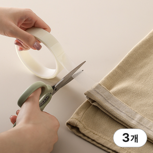 두루 쓰임 다림질 필요없는 셀프 옷 바지 수선 테이프 바지단 줄이기 양면테이프 2cm x 5M, 화이트 2cm x 5M, 3개
