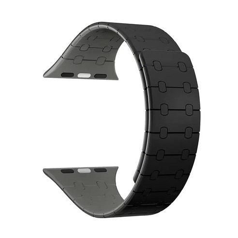 사라밴드 애플워치 호환 마그네틱 플렉스 실리콘 스트랩, 38/40/41mm, 블랙 + 다크 그레이