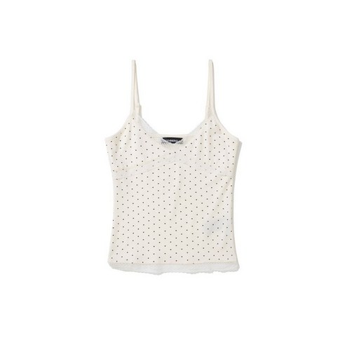 NOT4NERD W Polka Dot Lace Trim Sleeveless - White