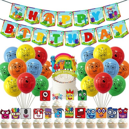 생일파티 용품 넘버블록스 파티풍선 넘블 생일 가랜드 생일풍선 생일파티, 1개, 숫자놀이