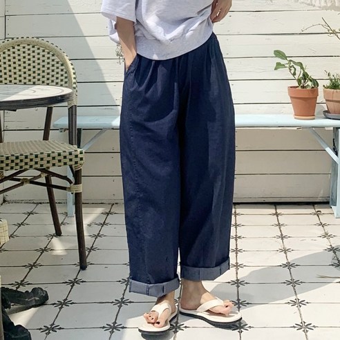 애플망고옷장 오버핏 9939 배기 면밴딩팬츠 가벼운 스판바지