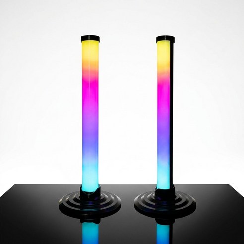 사시한사 RGB 스탠드 조명 데스크 네온 led 무드등 인테리어 간접조명 게이밍 방송 소리반응, 블랙