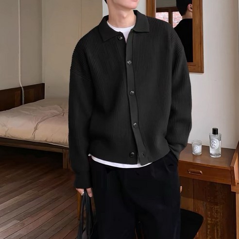 아이엠몽 남성 카라 코튼 셔츠형 가디건