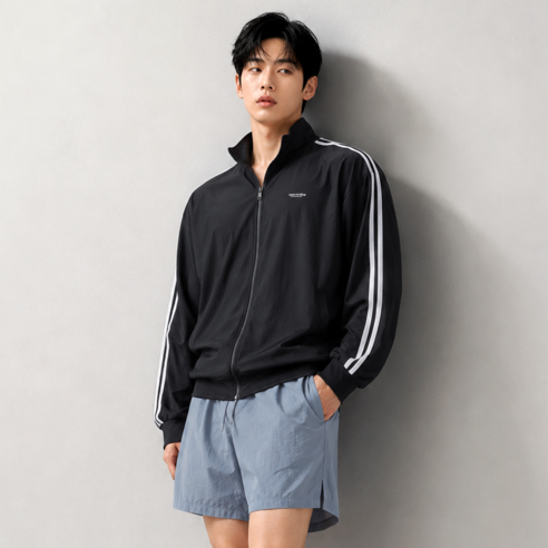 UPF50+[95~105/자체제작] 비키비키 크루즈 남성 래쉬가드 긴팔 수영복 상의 집업 체형커버 자외선차단 루즈핏 바캉스룩 비치웨어