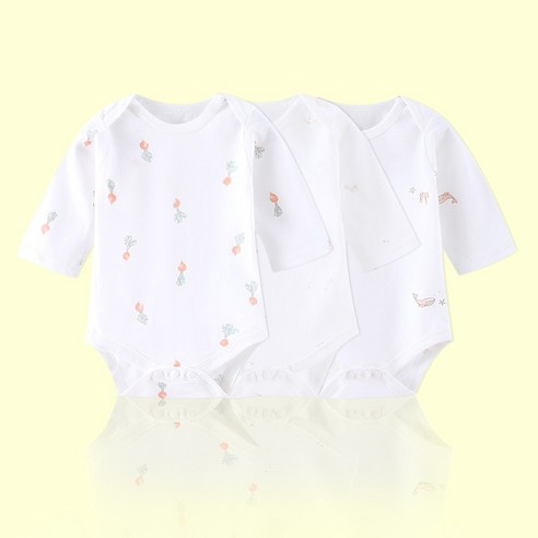 Miracle baby 신생아 베이직 스냅 긴팔 바디슈트 3개입