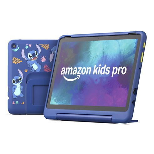 Amazon Fire HD 10 키즈 프로 (10인치) 디즈니 스티치 에디션 대상연령 6세부터 수천 점의 키즈 콘텐츠를 1년간 무제한으로 이용할 수 있다