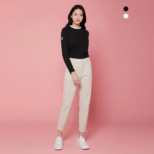 HALEY 여성용 레이스넥 긴팔 이너 티셔츠 HSBKT1102