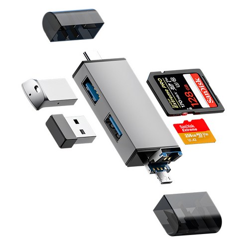 7in1 USB 3.0 멀티 카드리더기 메탈바디, 1개, 은색, DKQ-01
