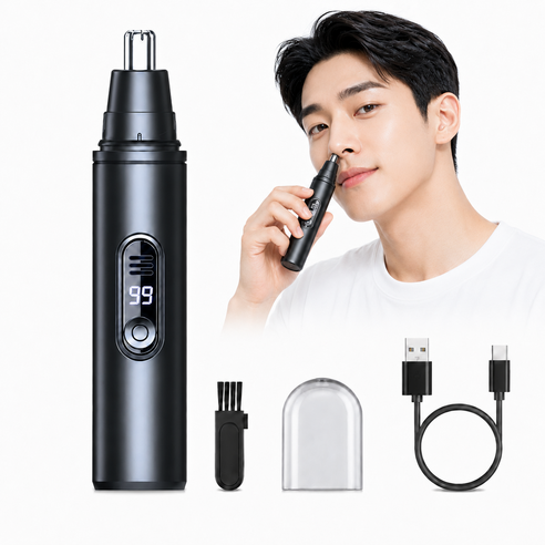 디에스가추몰 충전식 코털제거기 분리형 세척 헤드 매립형 칼날 배터리표시, 블랙, A5