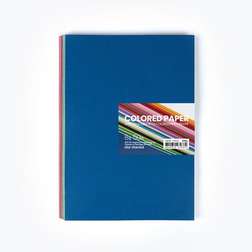 star starred 두꺼운(250g) 25컬러 색지(25 COLORED PAPER), 8절 50매