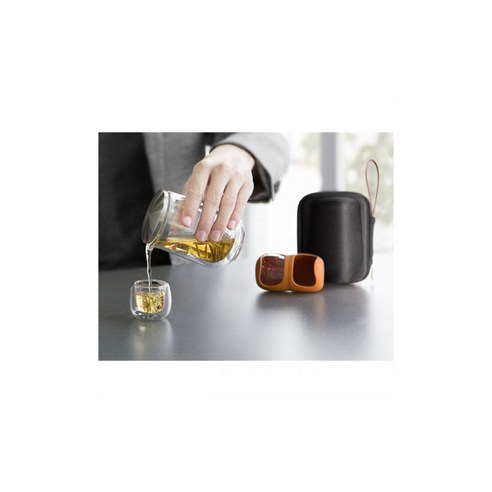 SAMAGLAS 사마도요 휴대용 티포트 여행용 다기 세트 주전자 (260ml) +잔 2개 (40ml*2), 1개, 260ml, 투명