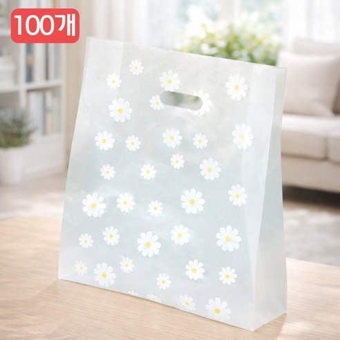 데이지 선물용 비닐 쇼핑백, 100개, 데이지 대형