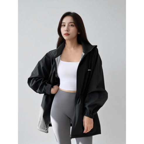 에이프릴랩스 오버핏 힙커버 다이어트 땀복 집업 자켓 바람막이 이미지 3