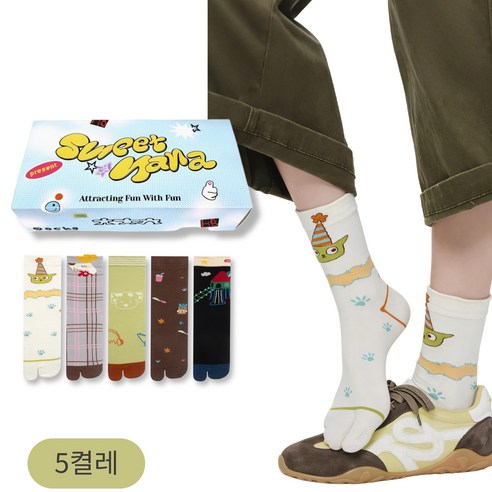 스위트나나 여성 족발 쪼리 타비 양말 5켤레 세트