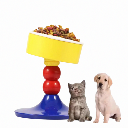 그램도그 강아지 고양이 높이조절 식기, 1개, 진노랑