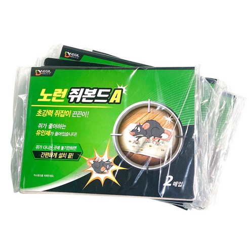 노런쥐본드A [2매입 x5낱개세트] 쥐끈끈이 쥐약 쥐트랩, 5개, 2매입