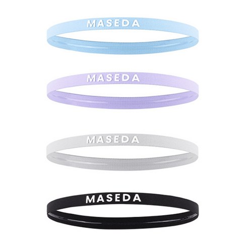 MASEDA 피트니스 스포츠 헤어밴드 4종 세트, 1세트, 퍼플,블루,그레이,블랙
