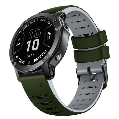 별다섯 가민 워치 퀵핏 22mm 투톤 스포츠 밴드 포러너 965 955 945 935 / 피닉스 8 E 47mm 7 솔라 6 GPS 5 / 인스팅트 E 45mm 3 솔라, 아미그린/그레이, 1개