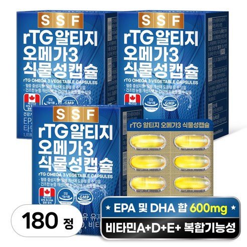 순수식품 rTG 오메가3 비타민D 1000mg, 60정, 3개