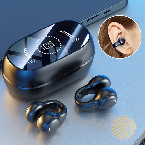 SMABAT 공기 전도 블루투스 이어폰 이어클립형 블루투스 이어폰 LED