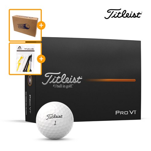 타이틀리스트 2025 Pro V1 3피스 Pro V1x 4피스 골프공 안전박스포장 아쿠쉬네트 코리아 정품, Pro V1 화이트+골프티, 1개, 12개입