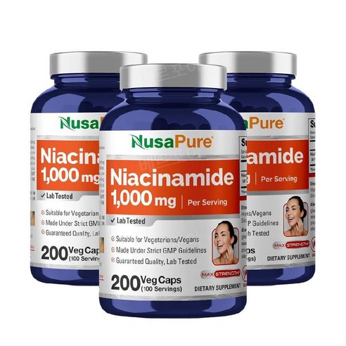 누사퓨어 나이아신 아마이드 니아신 200캡슐 3개 Niacinamide - 비타민B