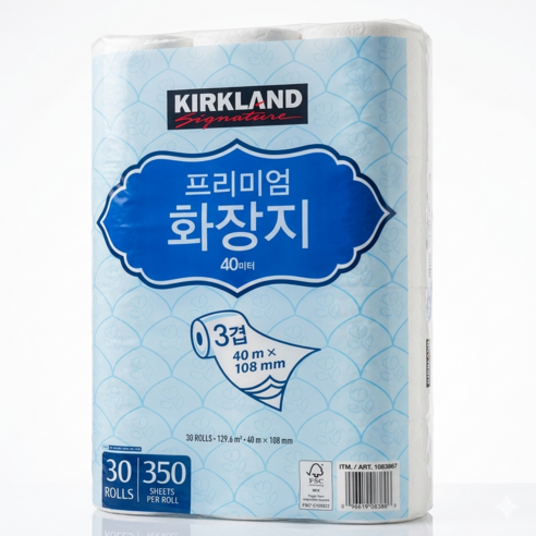 커클랜드 프리미엄 화장지 3겹 롤화장지 30롤, 40m, 30개입, 1개