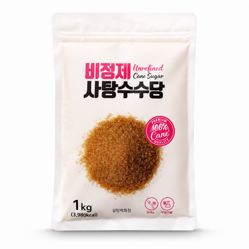 비정제원당 사탕수수 원당 지퍼백, 1개, 1kg