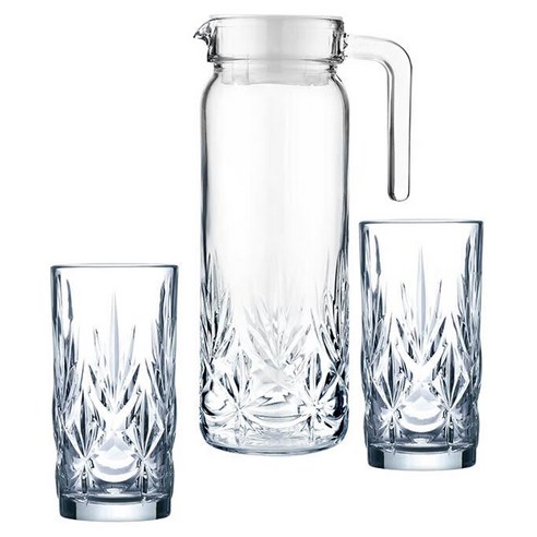 루미낙 안나시 엠보싱 물병 + 컵 350ml 2개입 LC-YJJ1107, 클리어, 1세트, 1L