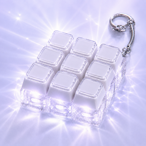 키올로 DIY 키꾸 LED 키보드 키캡 키링 딸깍이 피젯토이 9구, 1개, 화이트크리스탈