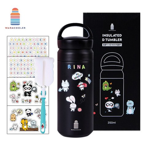 마마픽스 심플 스텐 텀블러 보온 보냉병, D텀블러-블랙, 350ml, 1개