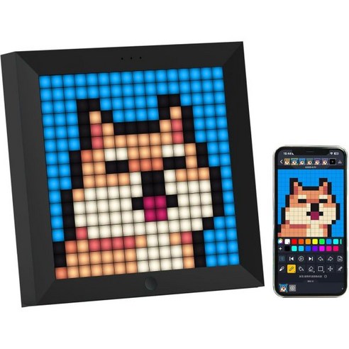 Divoom 디붐 Pixoo 16x16 LED 디스플레이 앱 제어가 가능한 픽셀 아트 디지털 사진 프레임 게임룸 침대 옆 탁자용 멋진 애니메이션 벽 책상 마운트 검정색 2260, Divoom 디붐 Pixoo 16x16 LED 디스플레