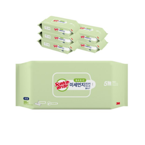 스카치브라이트 베이직 미세먼지 물걸레 청소포 플러스 35매, 6개